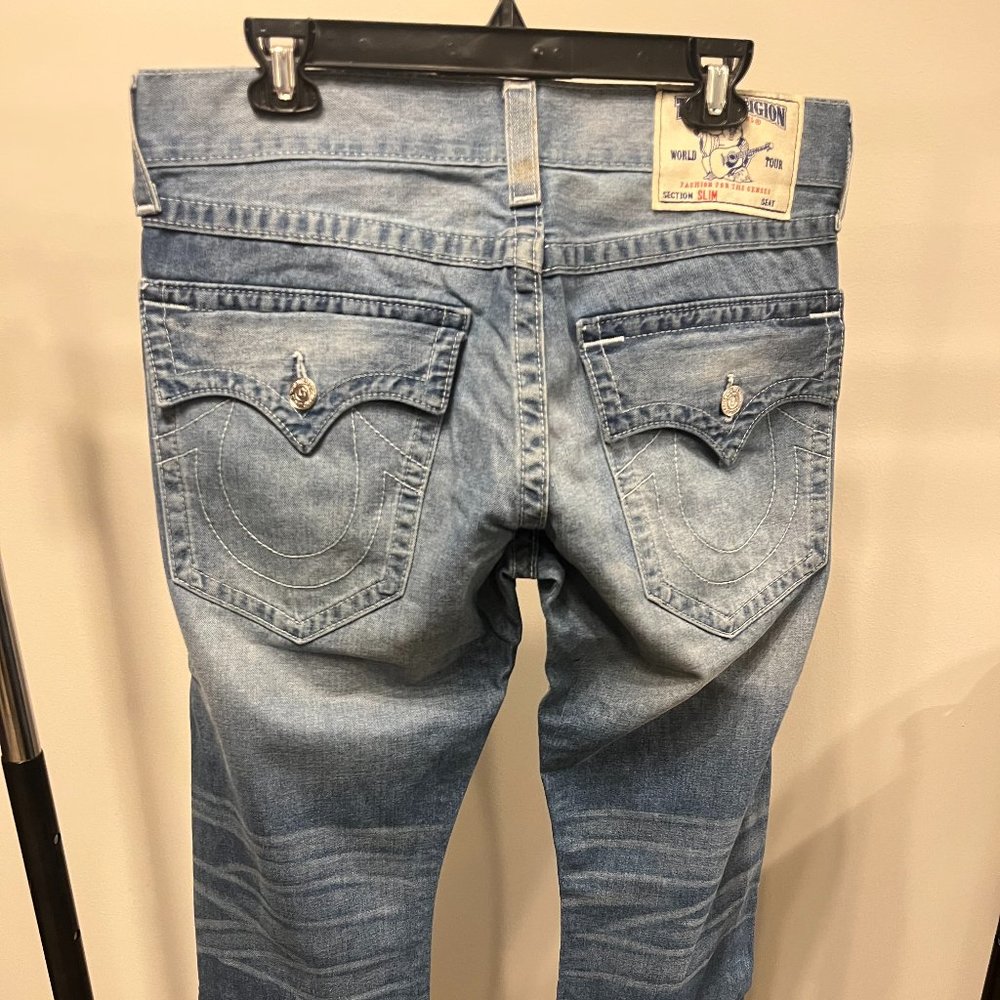 True Religion Men's Jeans Light Blue Size: 33 Slim Fit